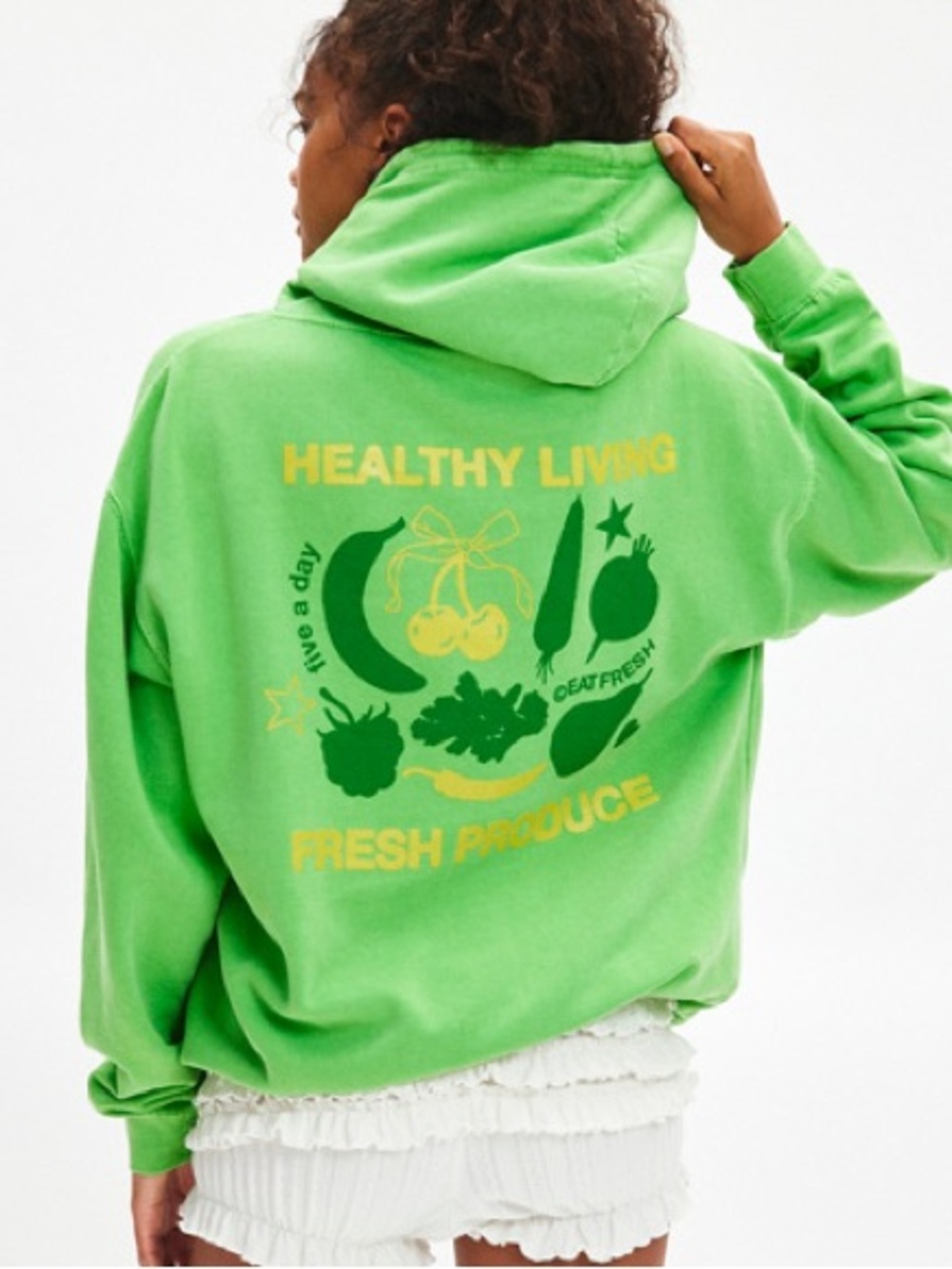 Urban Outfitters Healthy Living Graphic Overdyed Hoodie Sweatshirt Medium NWT
